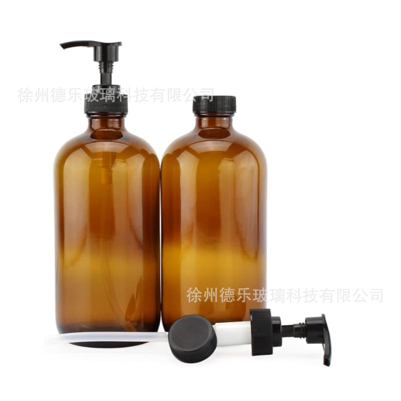 500ml brown hand sanitizer glass pump bottle amber Boss hand sanitizer bottle shampoo shower gel pump bottle