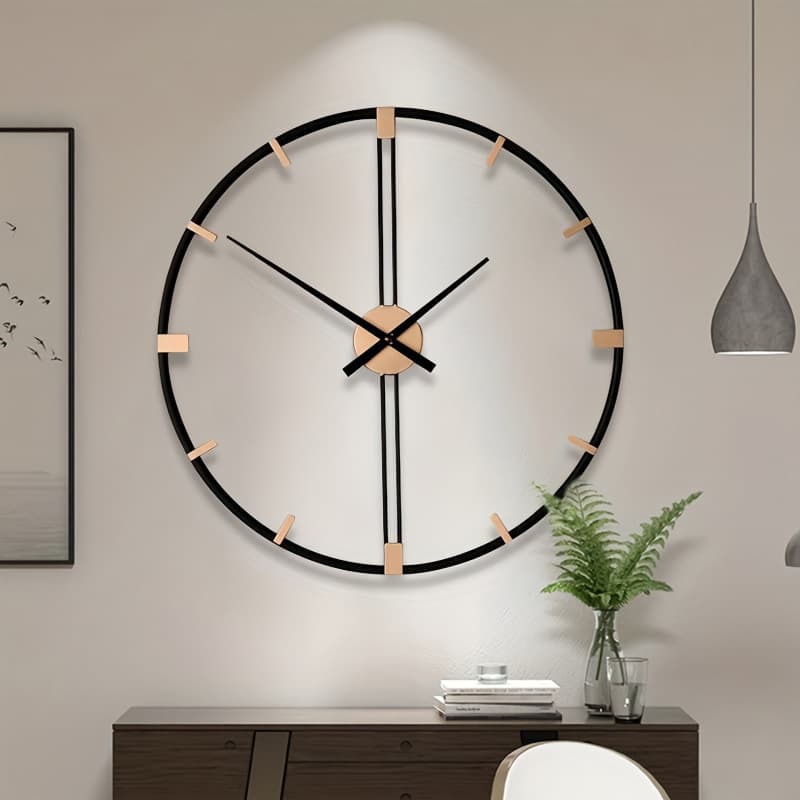 Nordic Style Metal Iron Art Silent Wall Clock Creative Living Room Bedroom Wall Decoration Clock Wall-Mounted