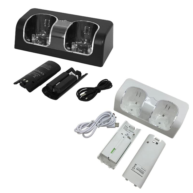 WII Dual Blue Light Charger WII Controller Charging Station Battery Charger Set Game Controller Accessories WII Sofa Charger