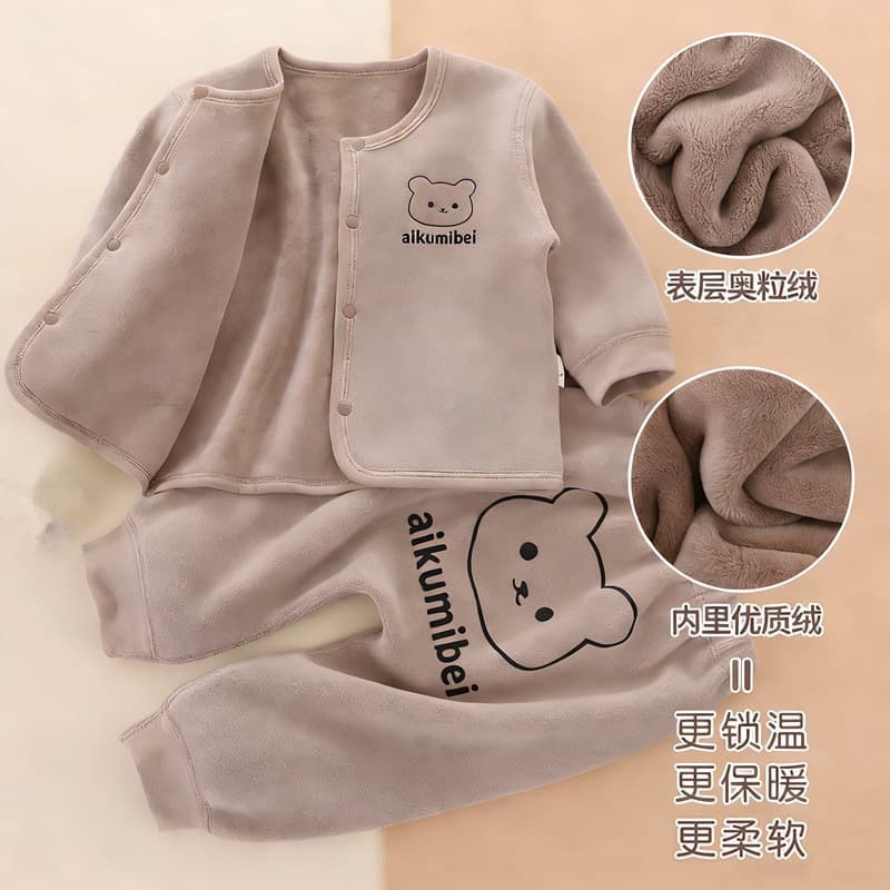Children's spring and autumn velvet suit, baby Austrian velvet boneless newborn newborn thickened winter clothing, baby trousers two-piece set