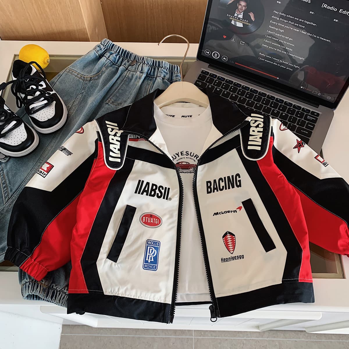 In Stock Spring Kids Jacket Trendy Cool Boys Girls Fashion Stylish Jacket Baby Racing Suit Top