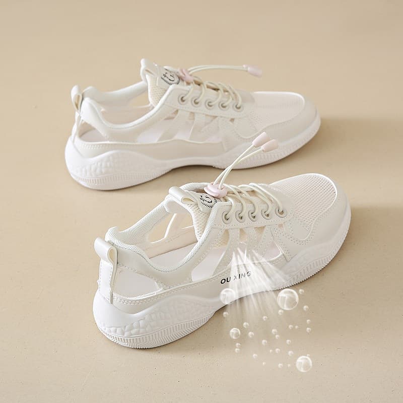 Breathable Mesh Hollow Sports Shoes for Women 2026 New Summer Single Mesh White Shoes with Toe Cap Hollow Sandals