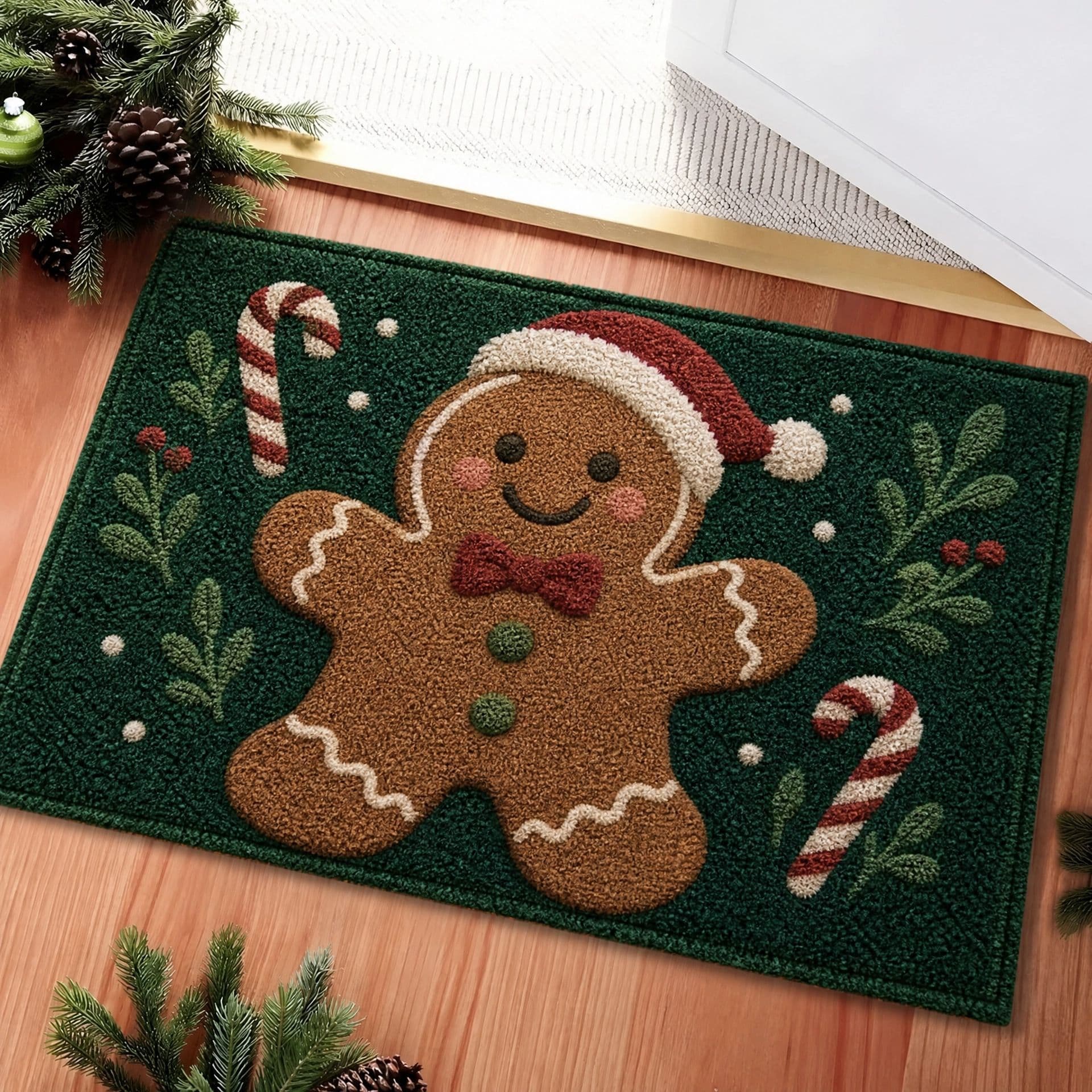 Cross-border Cute Christmas Faux Cashmere Bathroom Mat Elk Snowman Non-slip Mat Drop Shipping Santa Claus Doormat