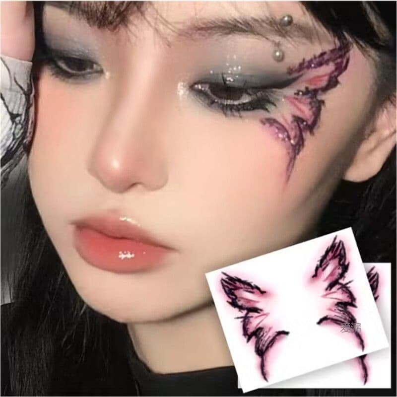Halloween eye tail butterfly makeup face stickers eye makeup tattoo stickers stage imitation makeup party long-lasting Christmas makeup for women
