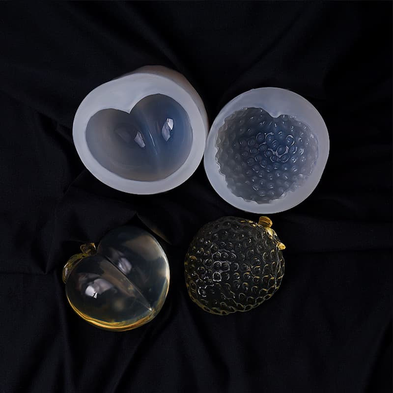 DIY Crystal Epoxy Aromatherapy Gypsum Mirror Silicone Mold, Large and Small 3D Strawberry Heart Epoxy Mold Jewelry Decoration