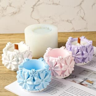 Petal Relief Candle Holder Silicone Mold, Peach Blossom Candle Holder, 3D Flower Aromatherapy Candle Relief Tray Plaster Mold