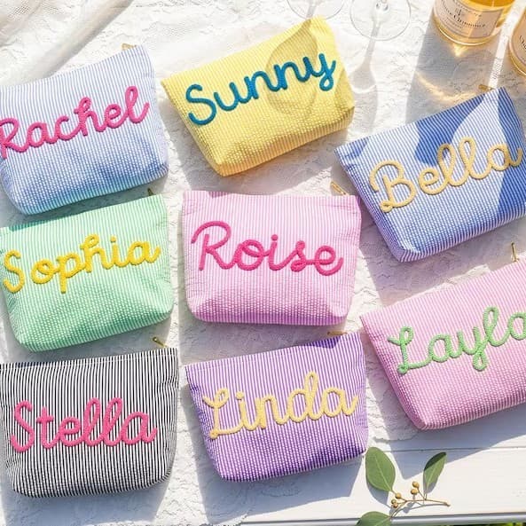 Cosmetic bag, customized lipstick touch-up, change, travel carry-on toiletry bag, soft atmosphere, striped storage bag