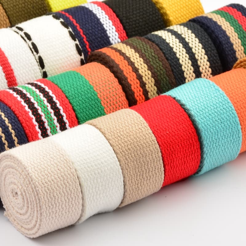 Colorful striped canvas straps, thickened bags, backpacks, woven straps, binding straps, polyester-cotton plain weave straps, cloth strips and accessories