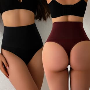 Cross-Border High Waist Tummy Control Thong Women's Body Shaper Sexy Butt Lifting Plus Size Panties