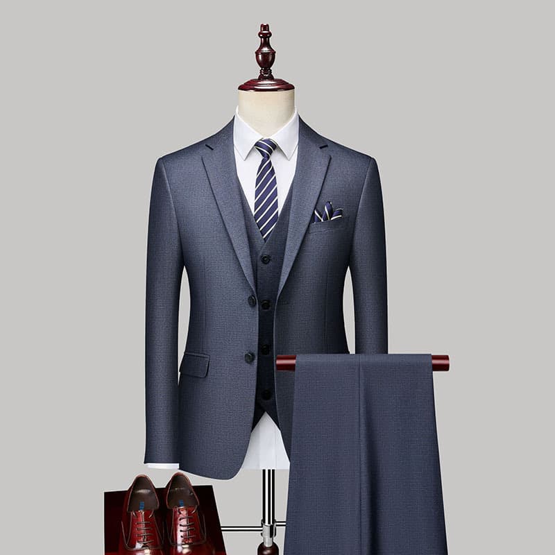 Men's three-piece suit business formal dress navy blue slim fit wedding dress men's jacket