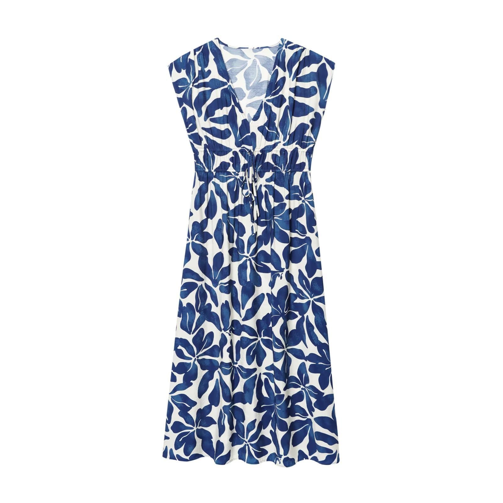 AliExpress Cross-border European and American Women's Clothing Wholesale 2025 Summer New V-Neck Sleeveless Pleated Floral Print Dress