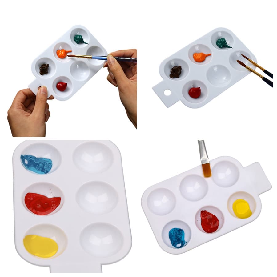 Palette Wholesale, 6-cell Plastic Rectangular Watercolor Box, White Children's Simple Paint Cup Dispensing Box