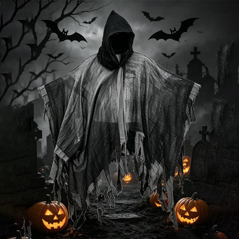 Halloween Death Rag Cloak Adults and Children Zombie Suit Skeleton Props Horror Ghost Costume Death Cloak