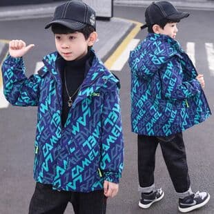 Boys' Jacket Spring and Fall 2026 New Style, Kids Casual Loose Windbreaker Autumn Hooded Versatile Top