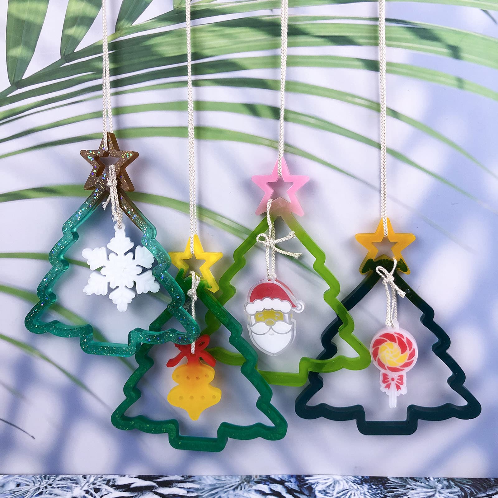 X0345+X0356 Christmas Tree Hanging Ring + Hanging Ring Inner Core Decoration Mold, DIY Silicone Mold