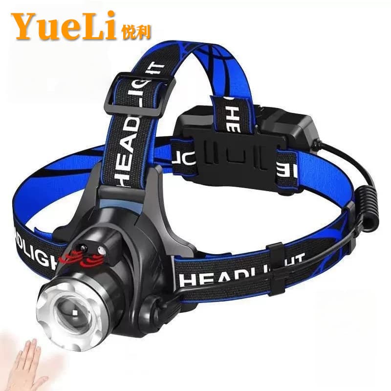 T6 Zoom Sensor Headlamp High Lumens Outdoor Rechargeable Ultra-Bright Headlamp for Camping Fishing and Beach Foraging