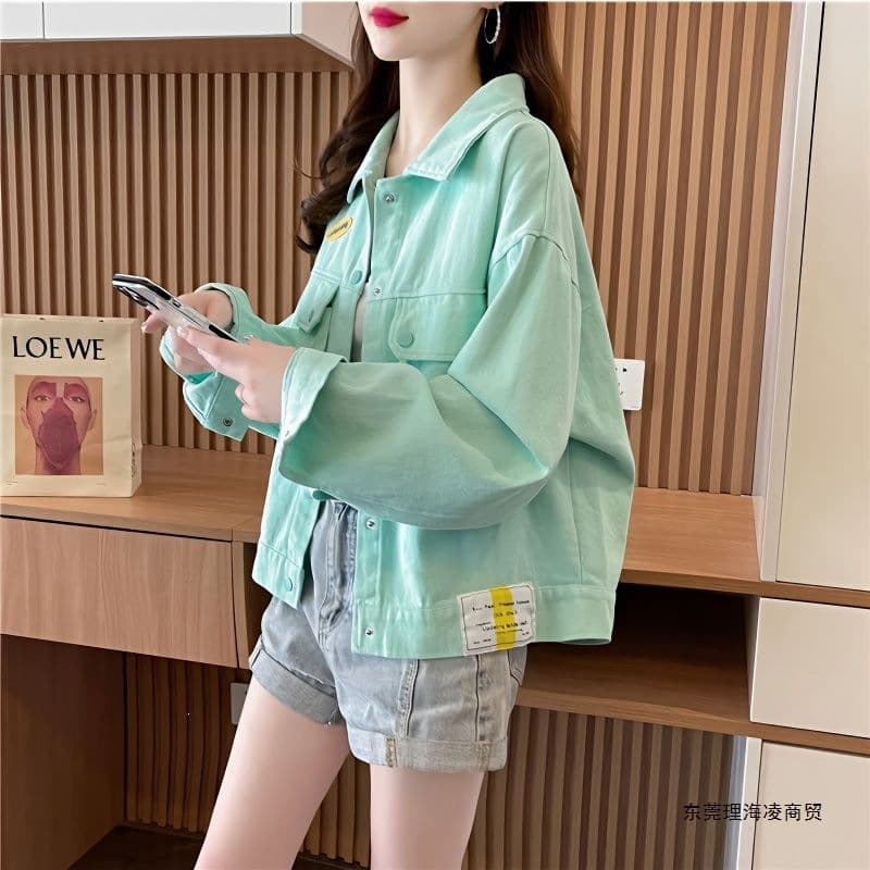 Small short denim jacket for women 2025 new spring Korean style foreign style age-reducing versatile loose top