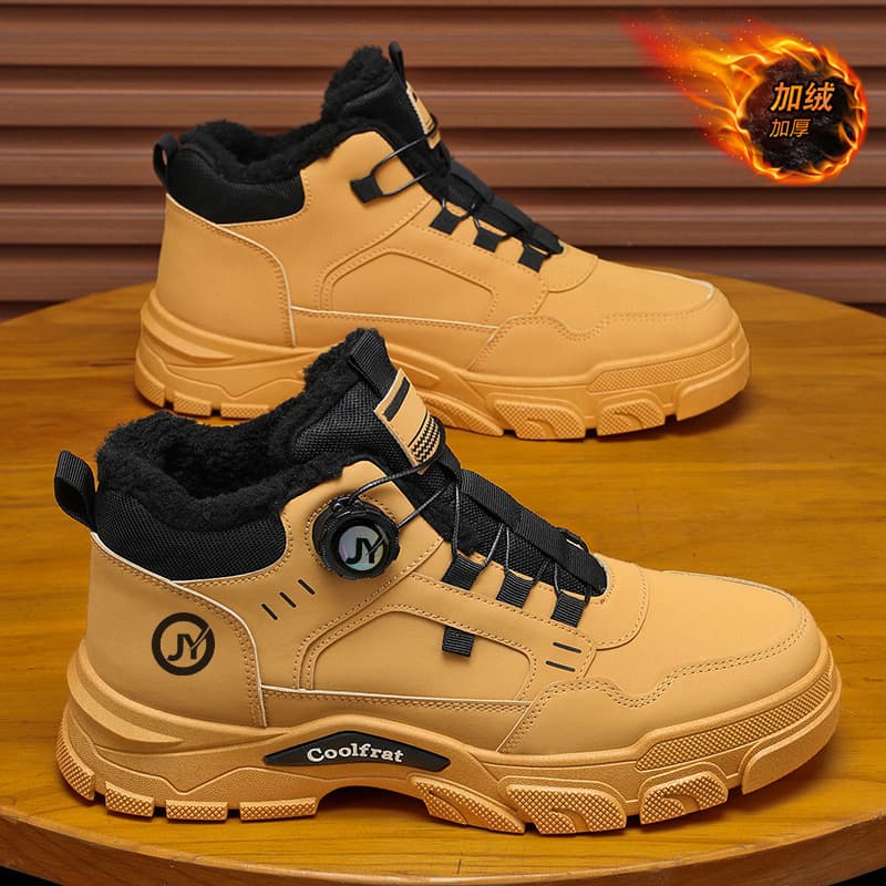 Winter Fleece-Lined High-Top Martin Boots Men's Fashion Versatile Work Shoes Thick-Soled Warm Cotton Boots Short Boots
