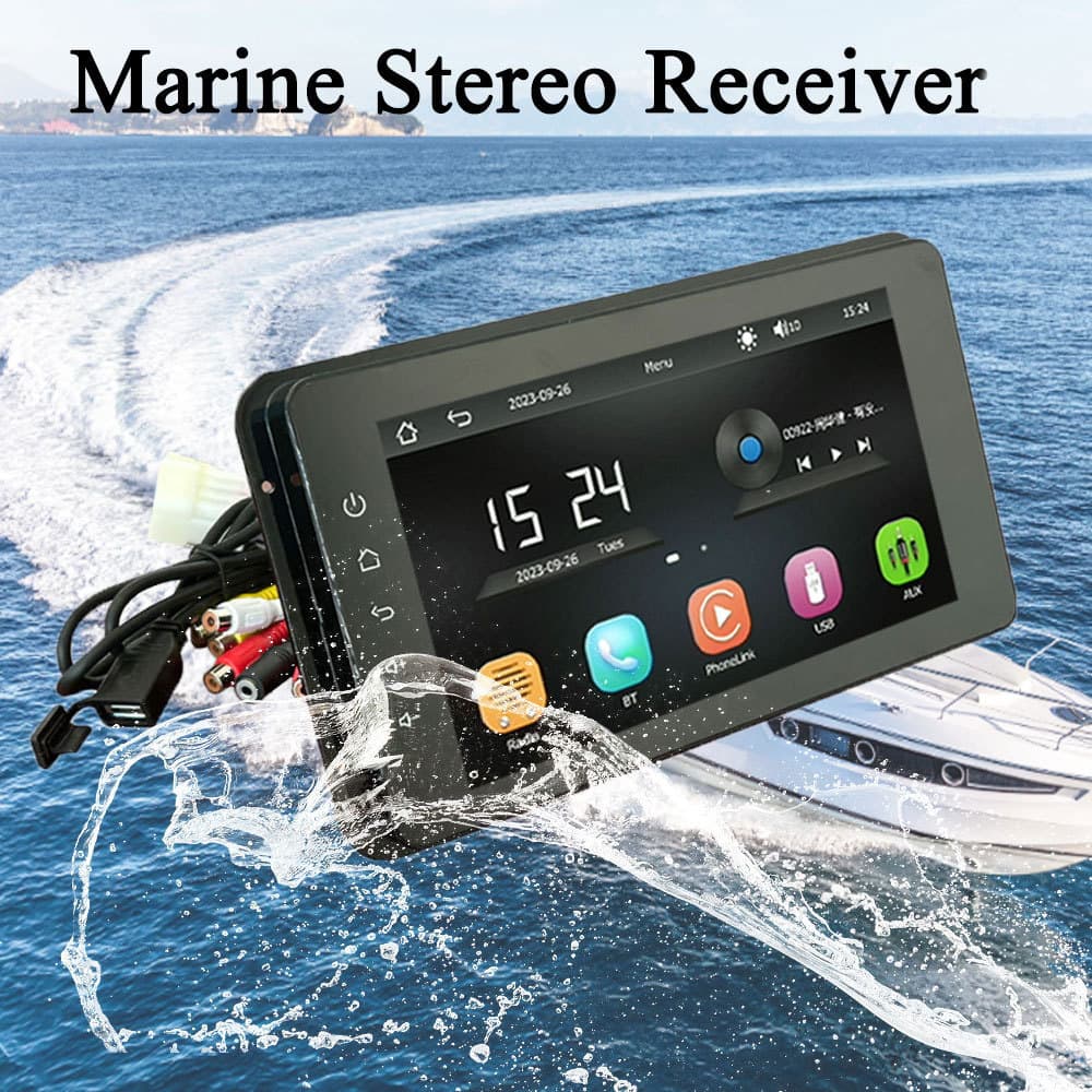 8-inch IPS Screen Marine Boat Yacht Motorcycle CarPlay Video Player Bluetooth MP5 Player Waterproof