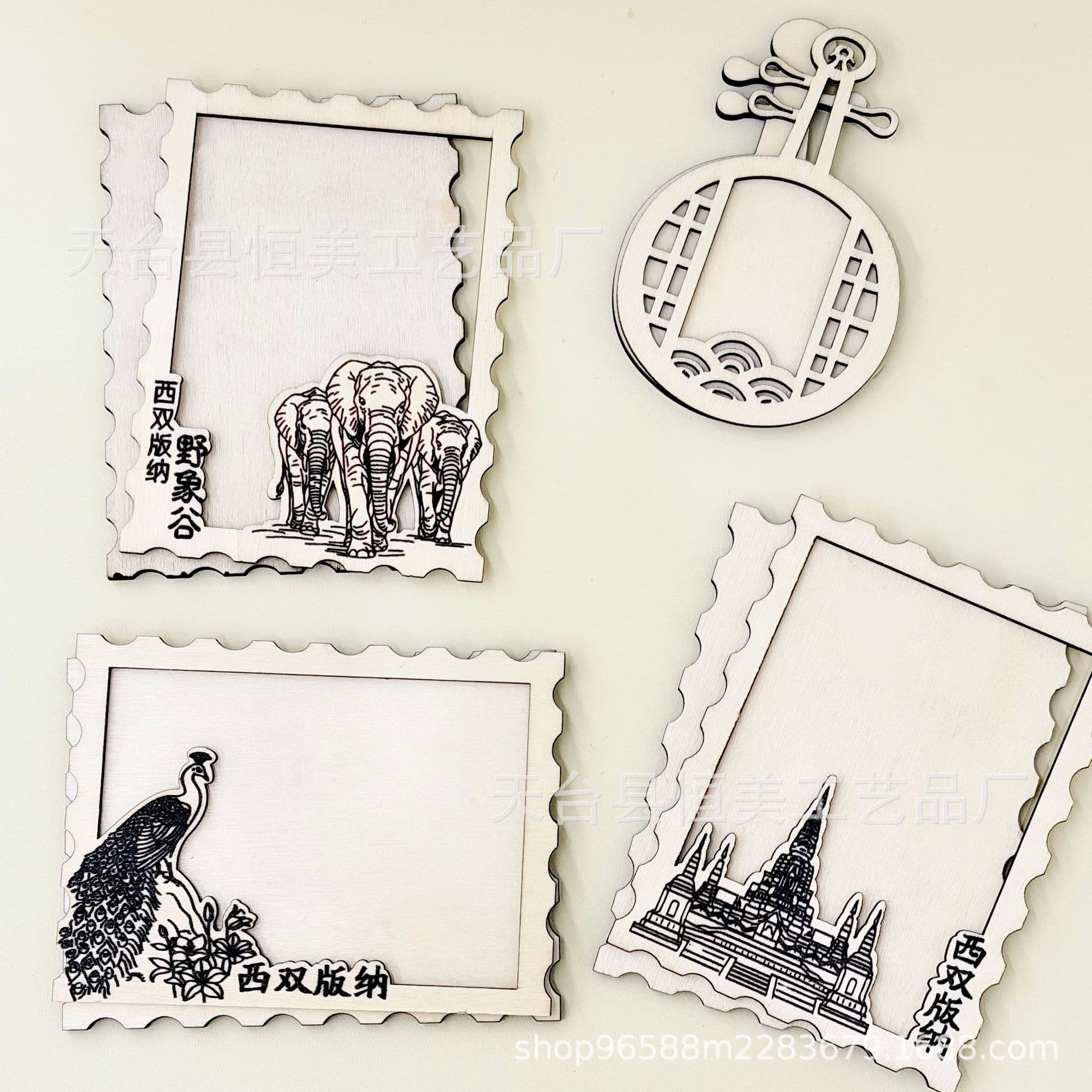 3D Landmark Wooden Refrigerator Magnet Accessories Stamp Landmark Attractions Refrigerator Magnet Creative Dai Embroidery Handmade DIY Wooden