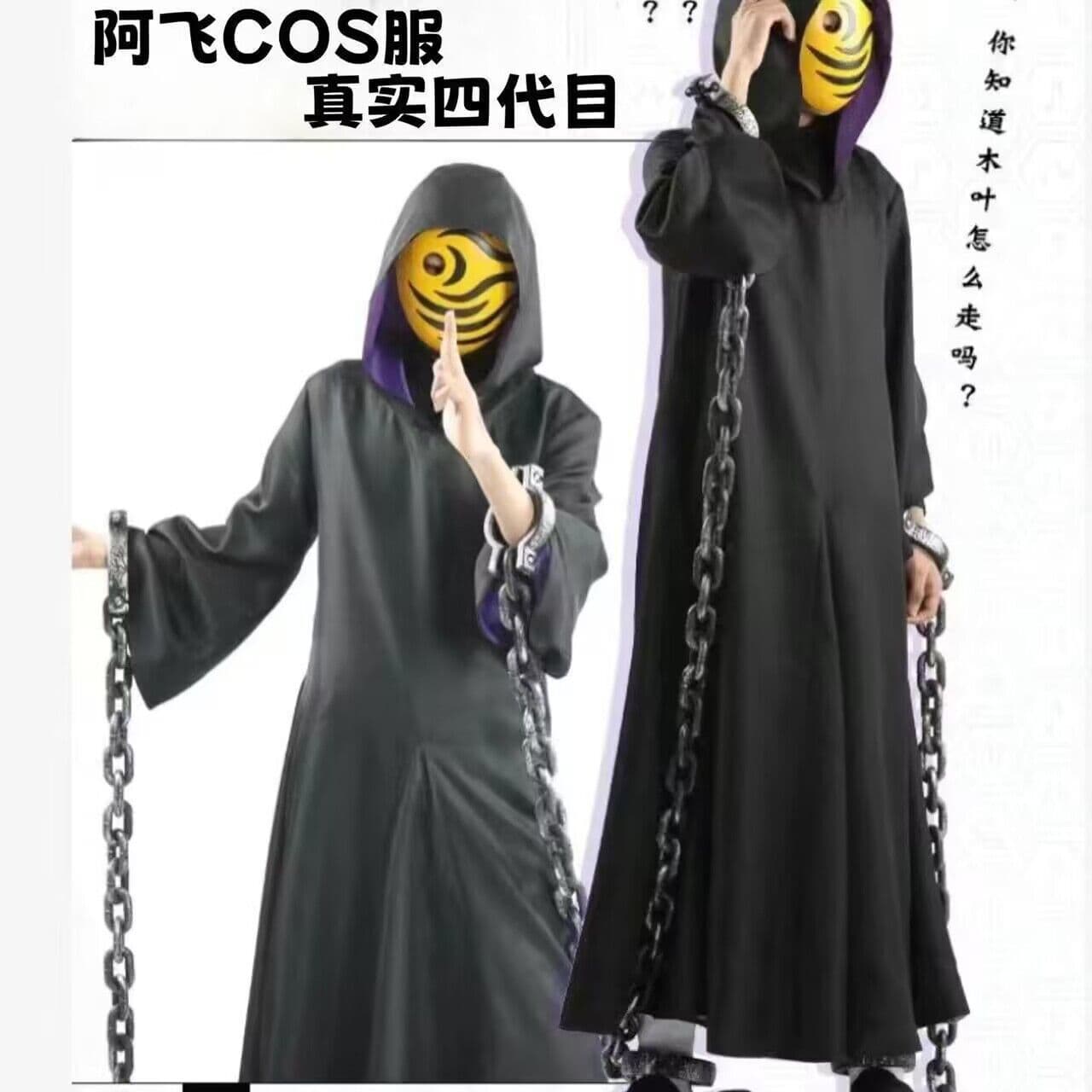 Naruto Akatsuki Obito Tobi Costume Cloak Cape with Mask