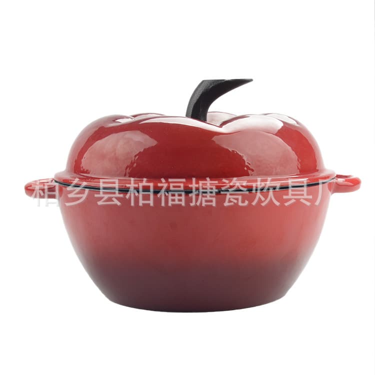 Red Tomato Pot Cast Iron Enamel Pot Soup Pot Shaped Cast Iron Pot Thickened