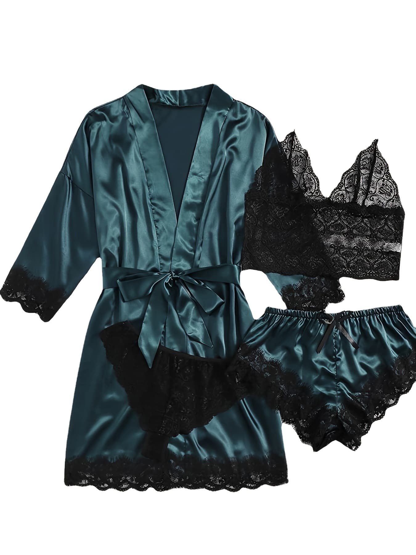 G 59201 Women's Satin 5-Piece Pajama Set