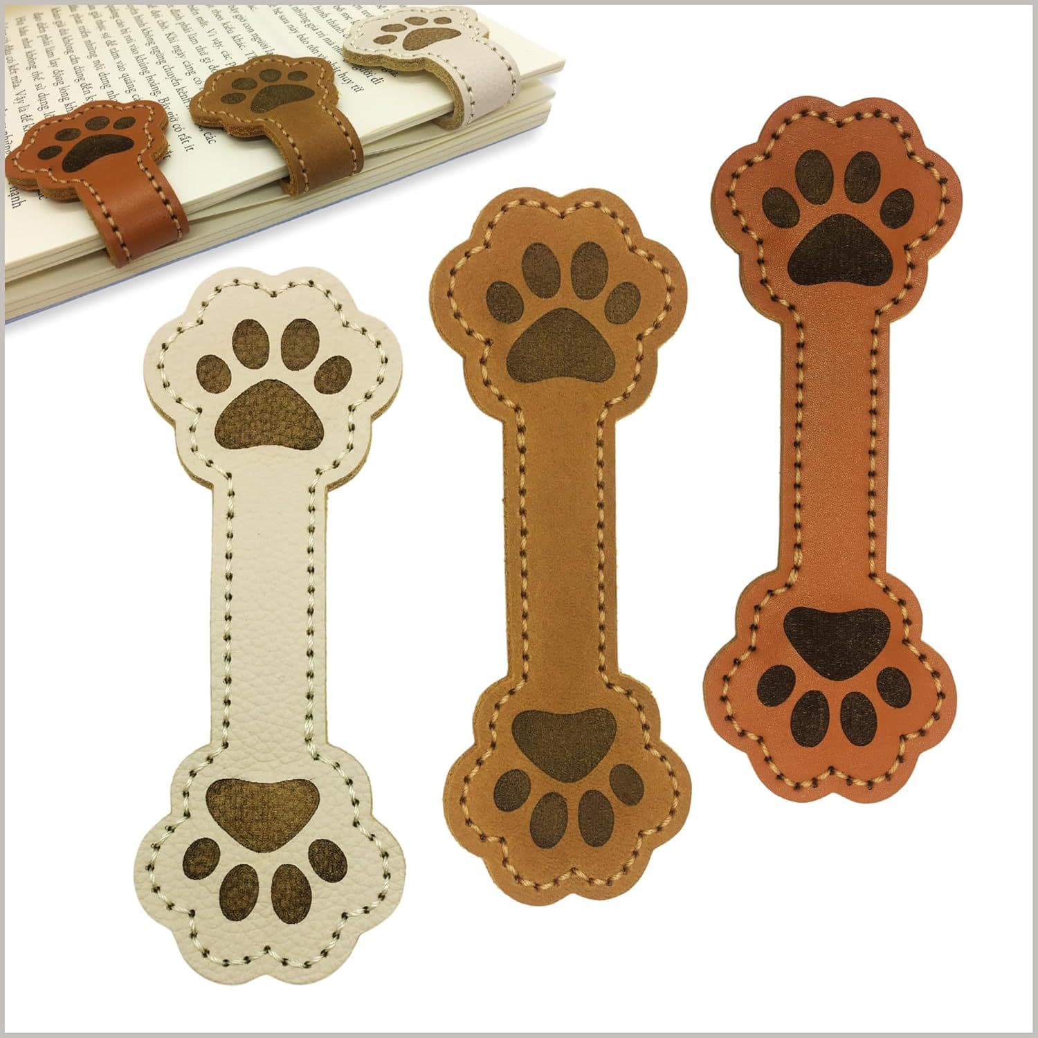 Amazon Leather Magnetic Bookmark Vintage Novelty Dog Paw Magnet Creative Marker Magnetic Book Clip Student Gift