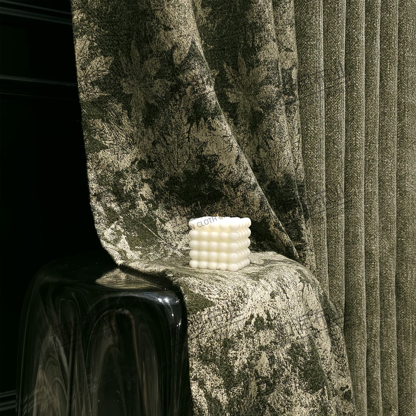 Modern Vintage Luxury New Chinese Style Chenille Jacquard Green Curtain for Living Room High-End Villa Bedroom American Premium
