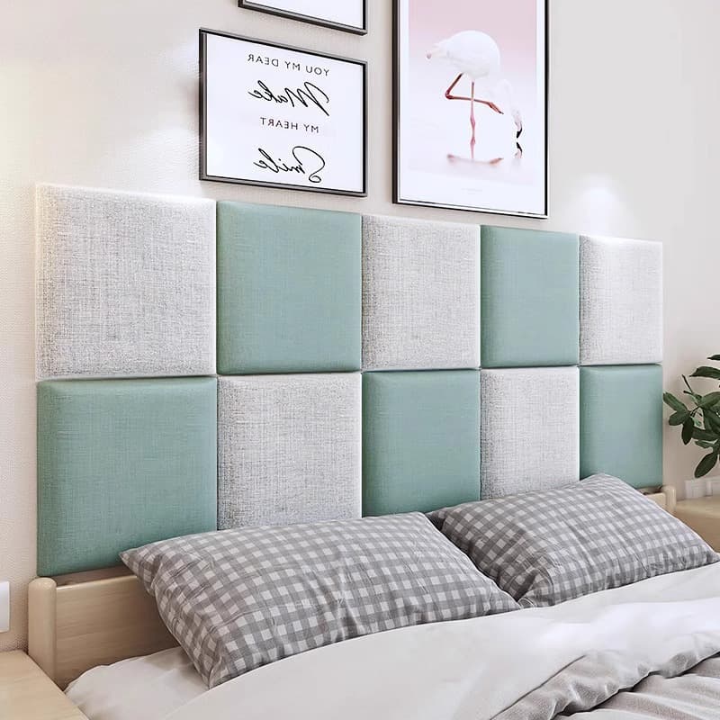 Cotton-linen tatami soft wall padding self-adhesive anti-collision wall stickers, bedhead backrest soft padding mats, self-adhesive bedhead soft padding