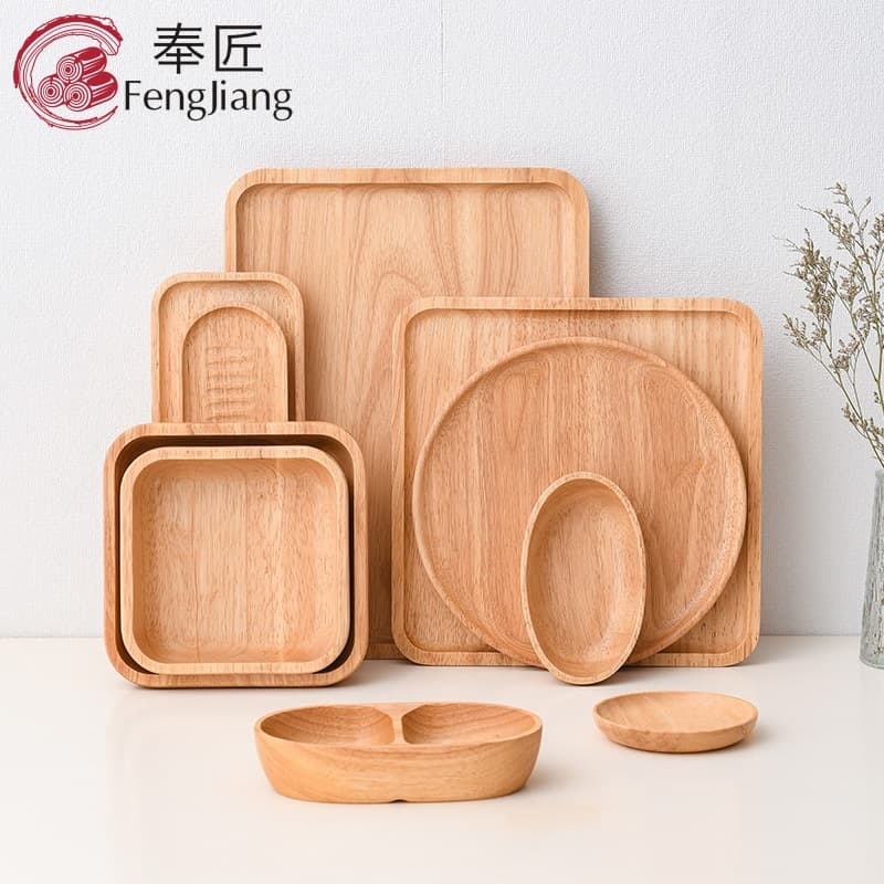 Japanese-style solid wood serving plate for hotel restaurant dessert breakfast BBQ, wooden tray