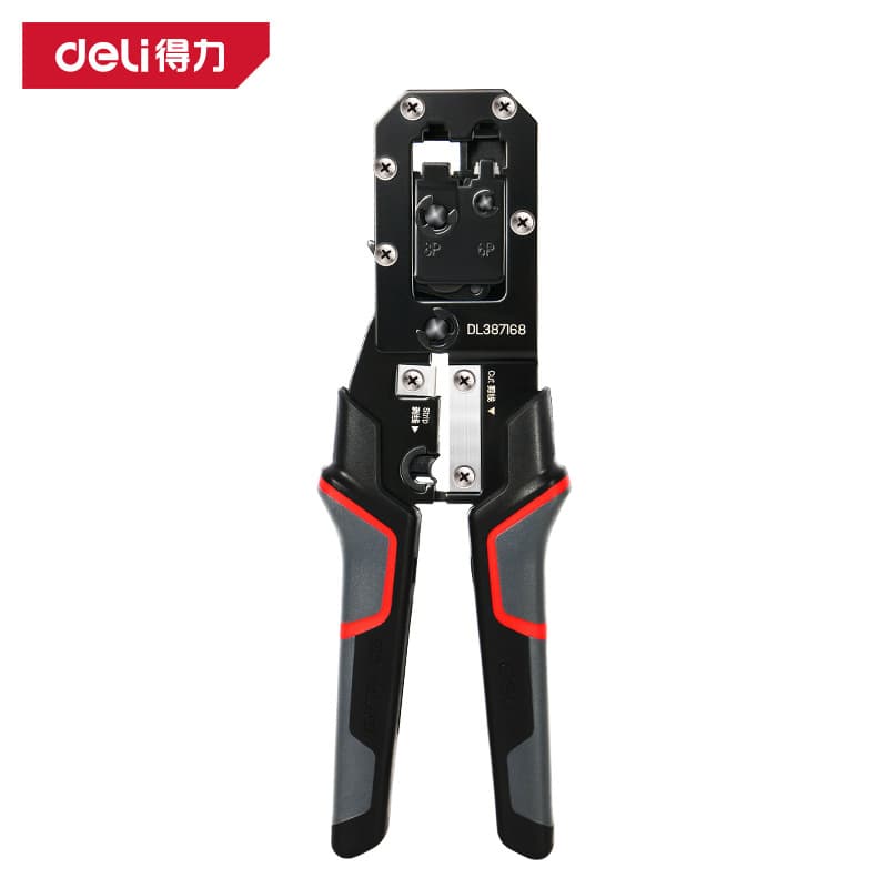 Deli Multifunctional Ratchet Network Crimping Tool Wire Stripper Cutter Crimper RJ45 RJ11 DL387168 6P 8P