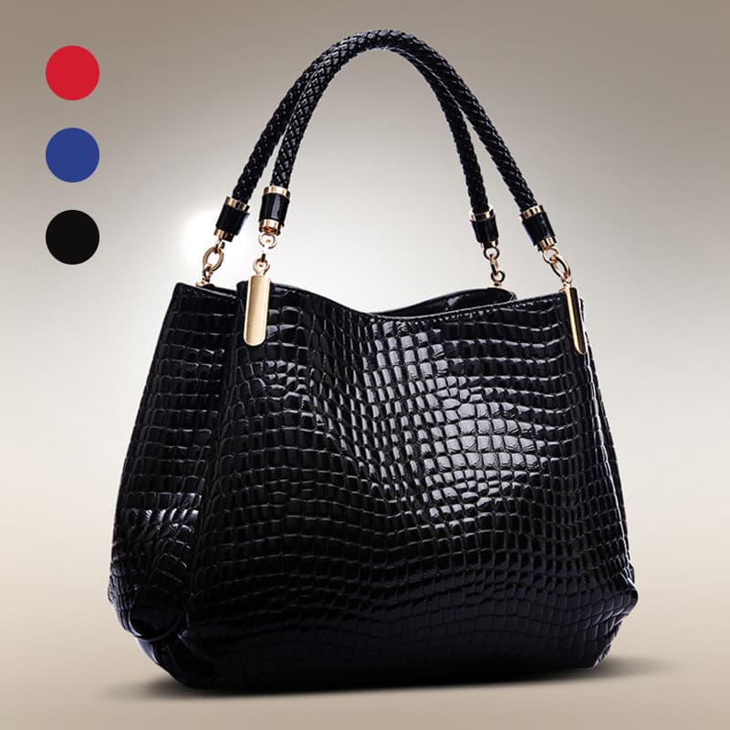 New Women's Crocodile Texture Handbag Mature Elegant European Style Shoulder Bag for Middle-Aged Women