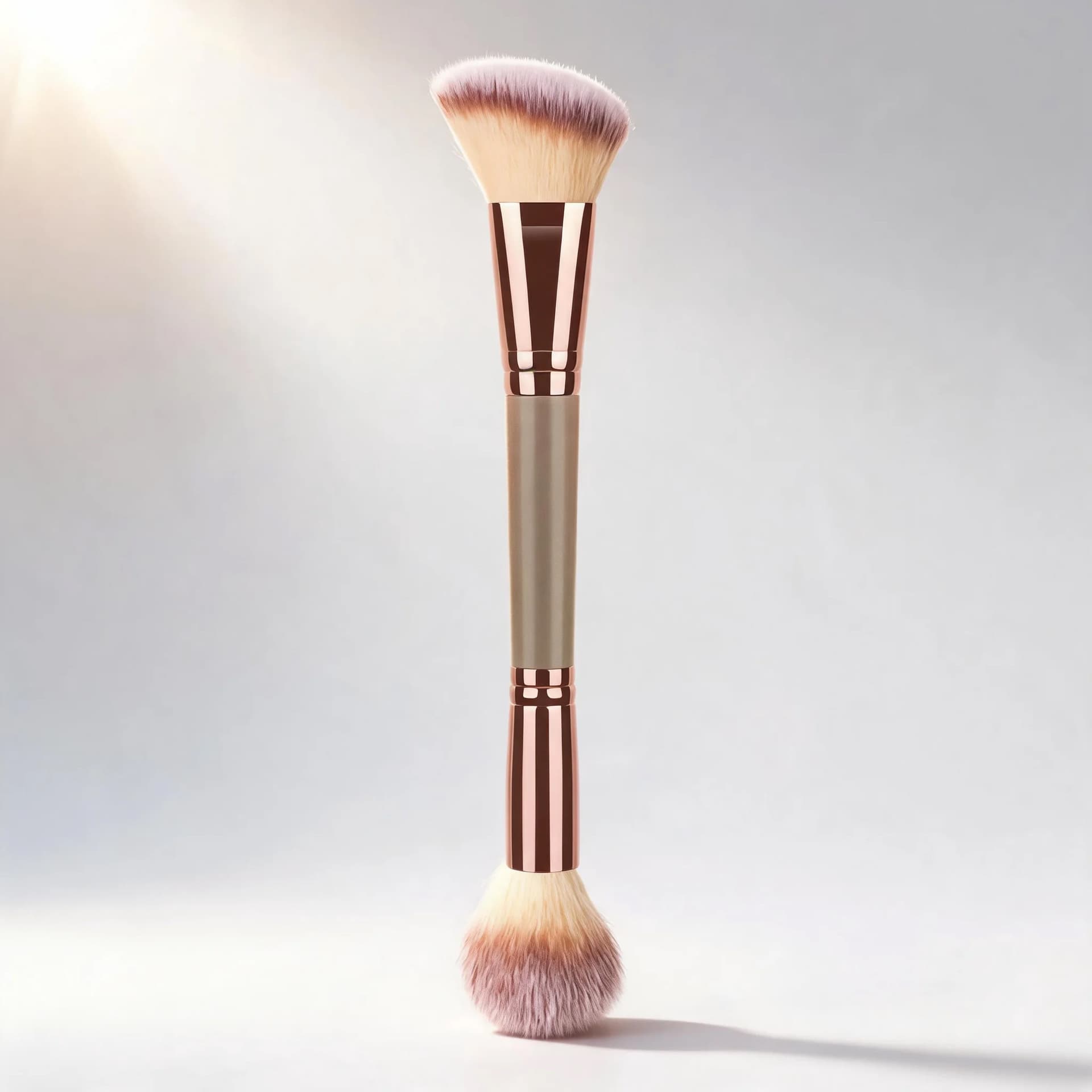 Cross-border new champagne gold double-headed makeup brush for beginners loose powder brush foundation brush blush brush makeup beauty tools
