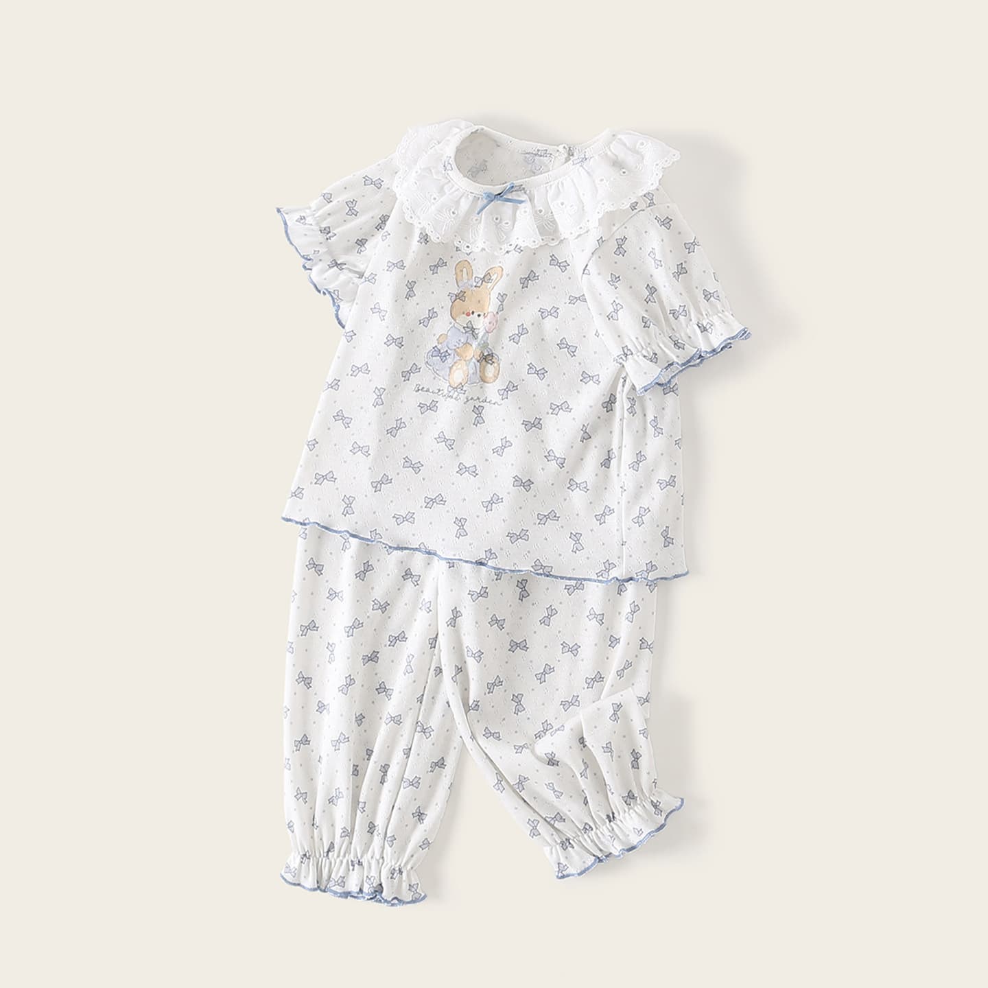 Summer Baby Girl Homewear Set Cute Sweet Short Sleeve Top and Pants One-Year-Old Infant Pajamas