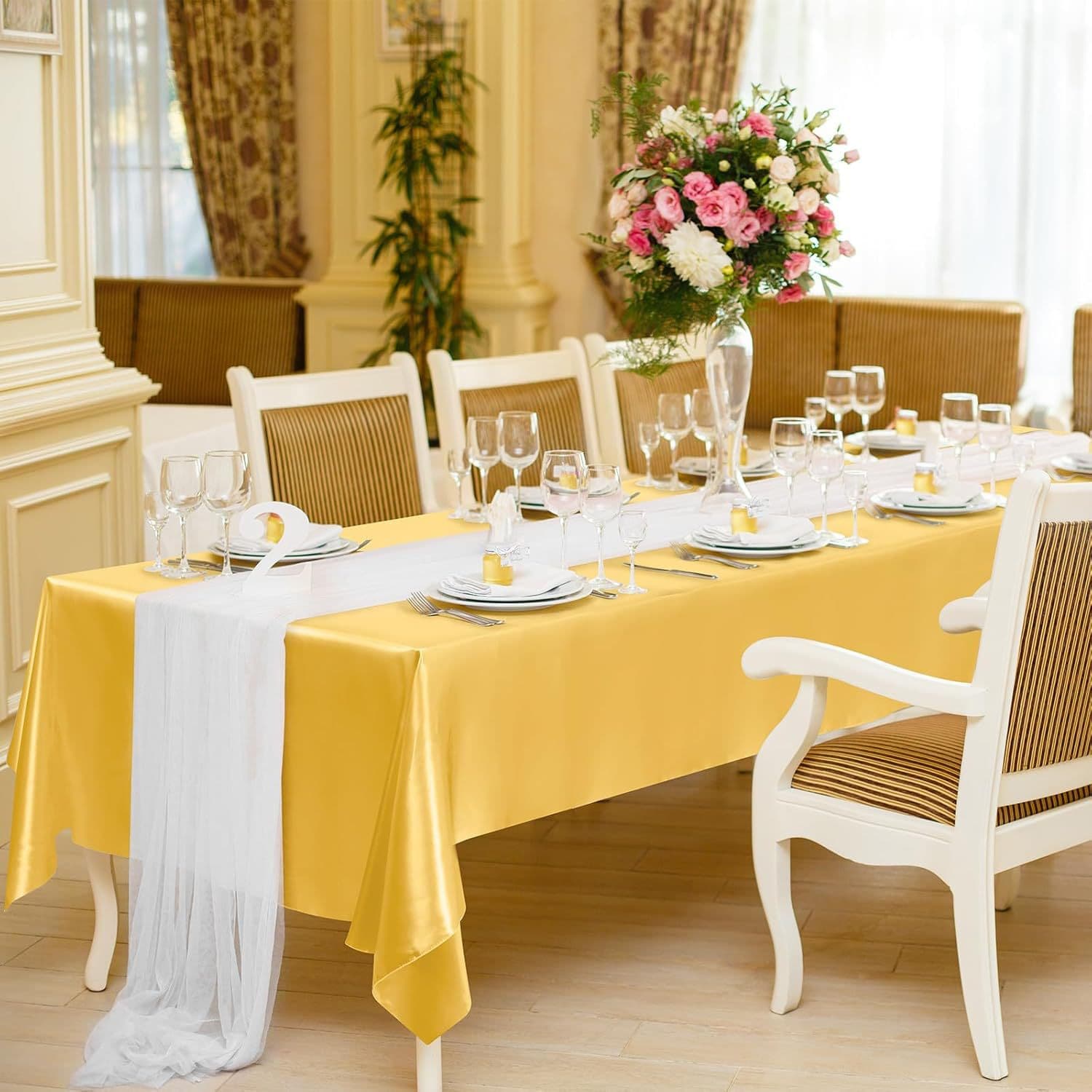 Factory direct supply of satin tablecloths, solid color rectangular satin tablecloths for high-end hotel banquets and weddings