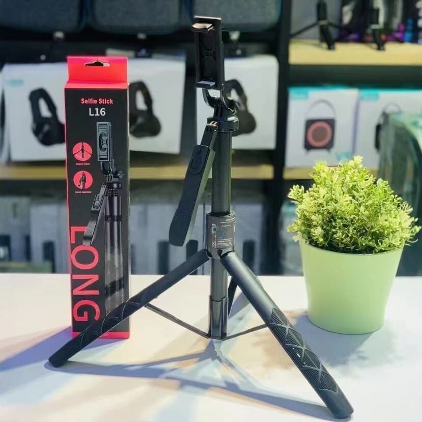 L16 Selfie Stick Anti-Shake Retractable Mobile Phone Photo Stand with Pan/Tilt Handle Bluetooth Remote Control Selfie Stick