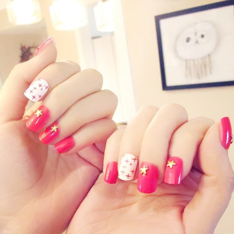Wearable manicure finished product short star nail patch fake nail manicure patch Q40