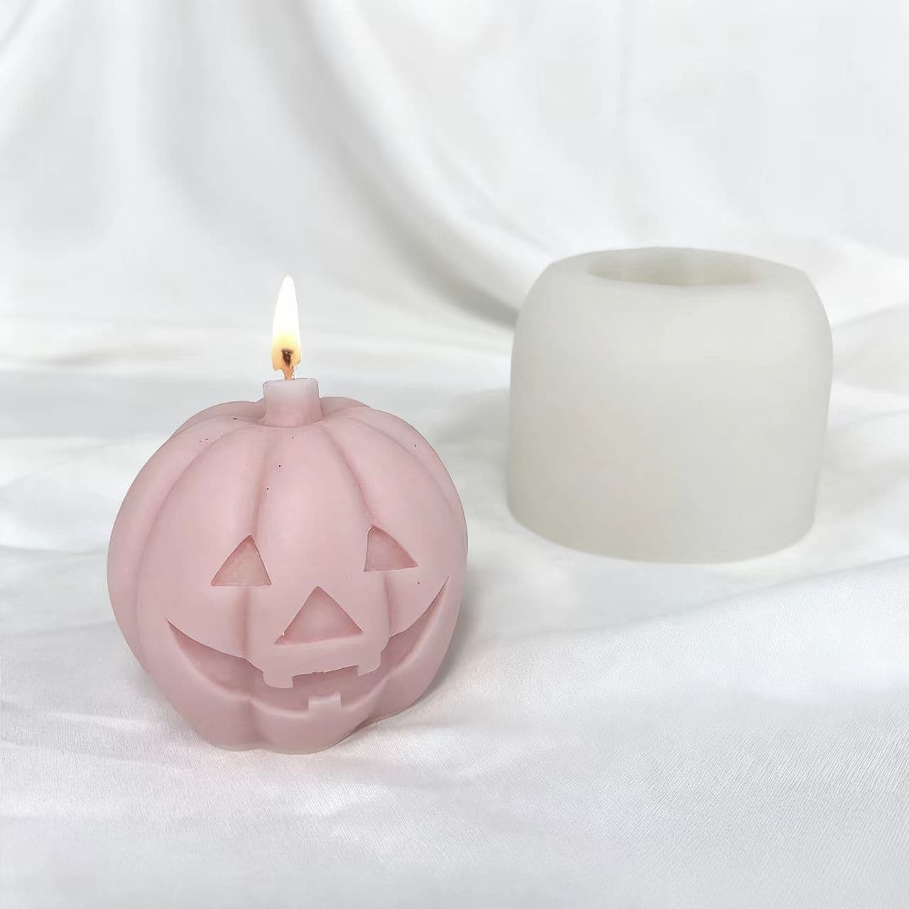 Halloween Large Smiley Pumpkin Handmade Candle Mold DIY Scented Candle Gypsum Baking Silicone Mold