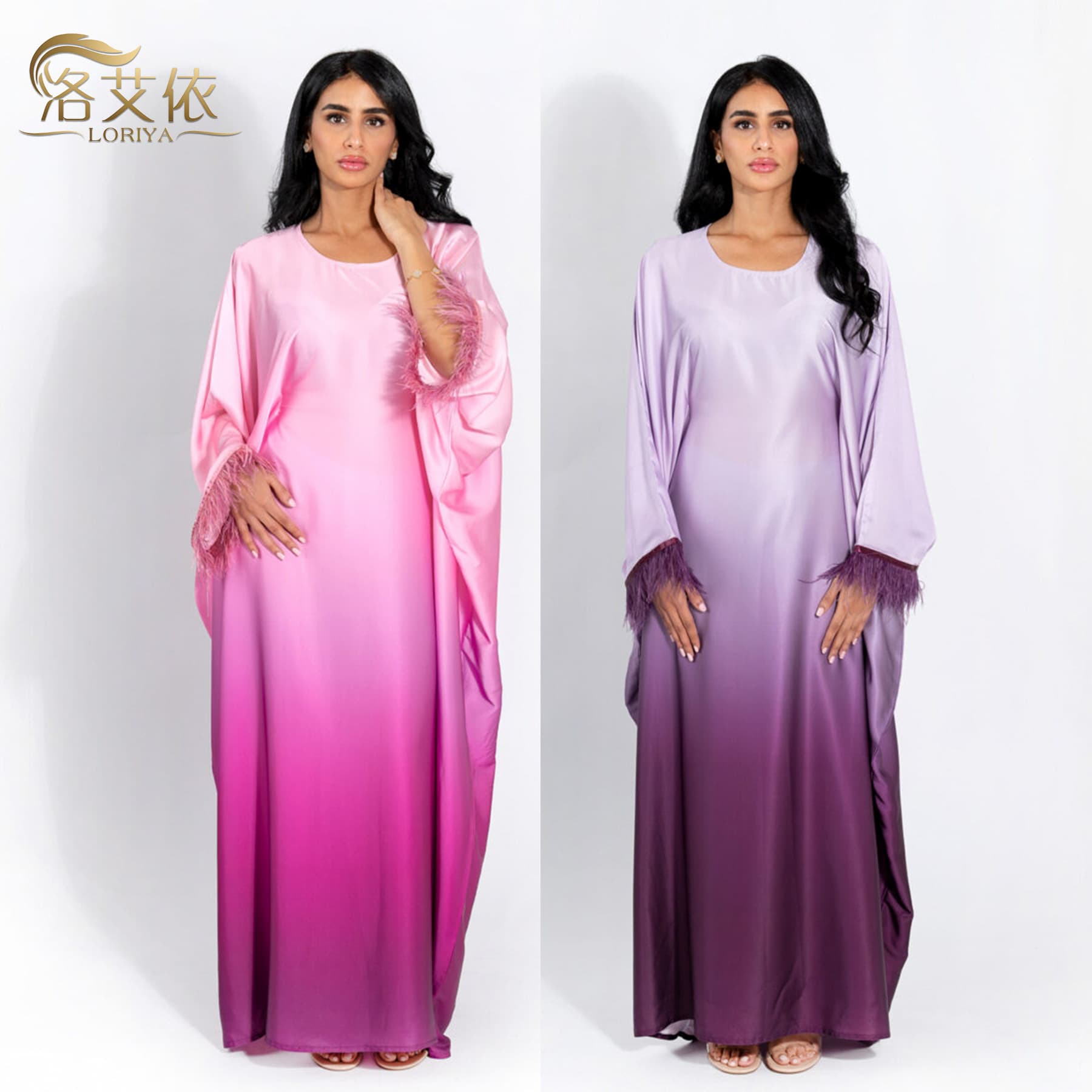 Gradient Party Cinched Batwing Sleeve Dress LR811
