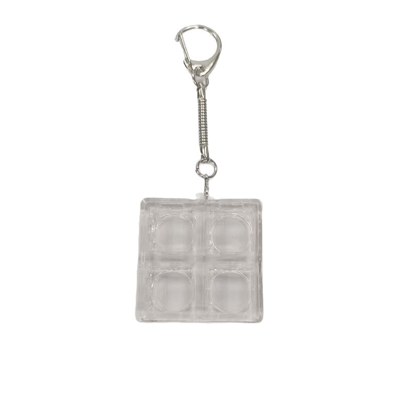 Made of PC material, 9 colors of transparent grid pattern, 4 holes with snake chain keychain, allowing for free installation of various mechanical keyboard switches.