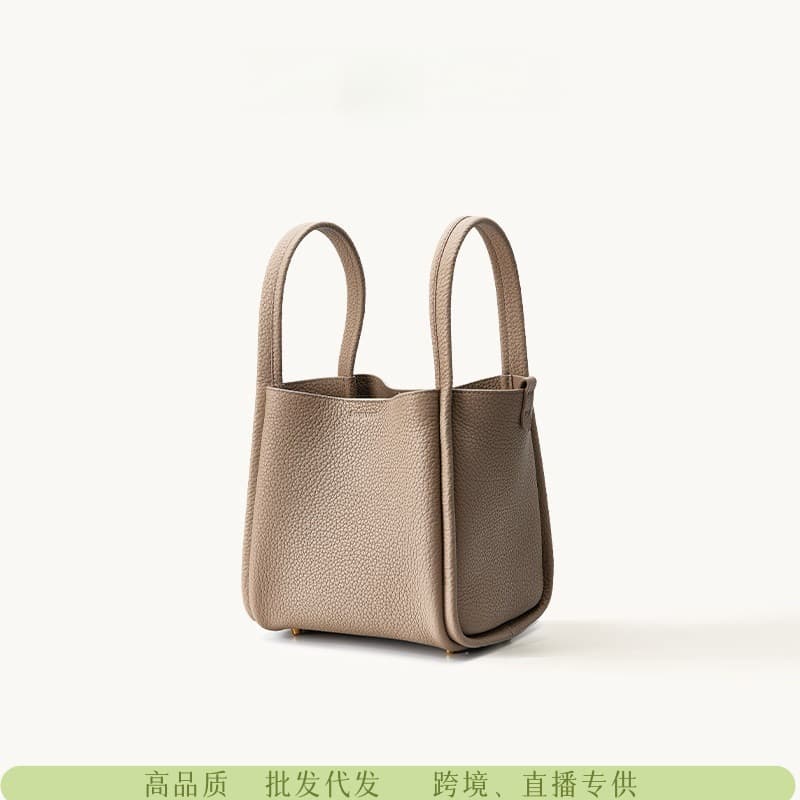 Songmon Medium and Small Vegetable Basket Genuine Leather Shoulder Crossbody Large Capacity Niche Commuter Handheld Bucket Bag