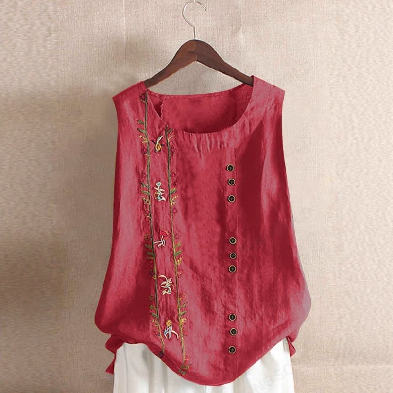 2024 European and American cross-border women's cotton and linen tops large size casual loose cotton and linen vest cotton and linen AMZ hot style
