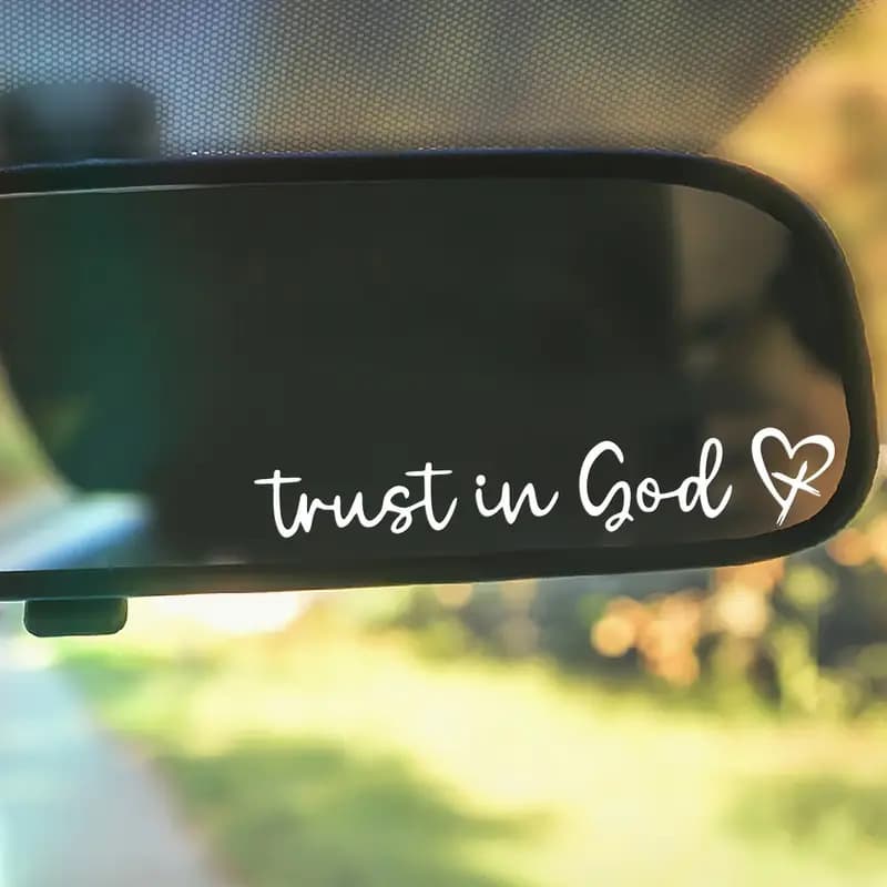 Amazon Hot Selling Car Sticker Trust in God Rearview Mirror Sticker Mirror Decal 3D Waterproof Sticker