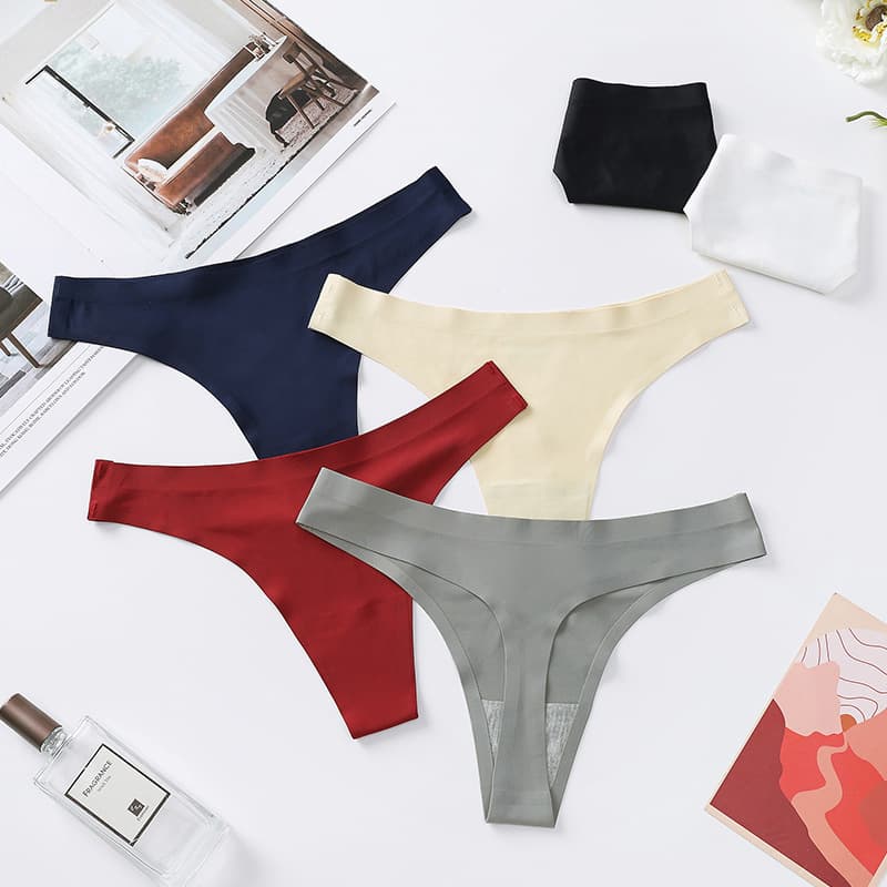 Foreign trade women's underwear sexy transparent ice silk low-rise one-piece seamless women's triangle briefs thong