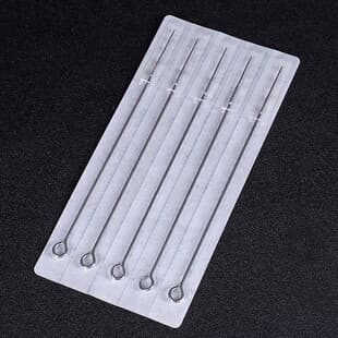Disposable Sterile Traditional Long Tattoo Needles, Closed Round Needles for Shading and Lining, Double Row Needles for Coil and Rotary Machines