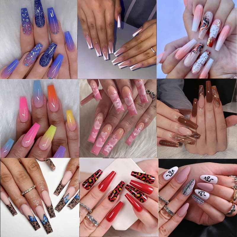 Cross-border European and American nail tips, long false nails, nail art stickers, press-on nails, finished nail tips
