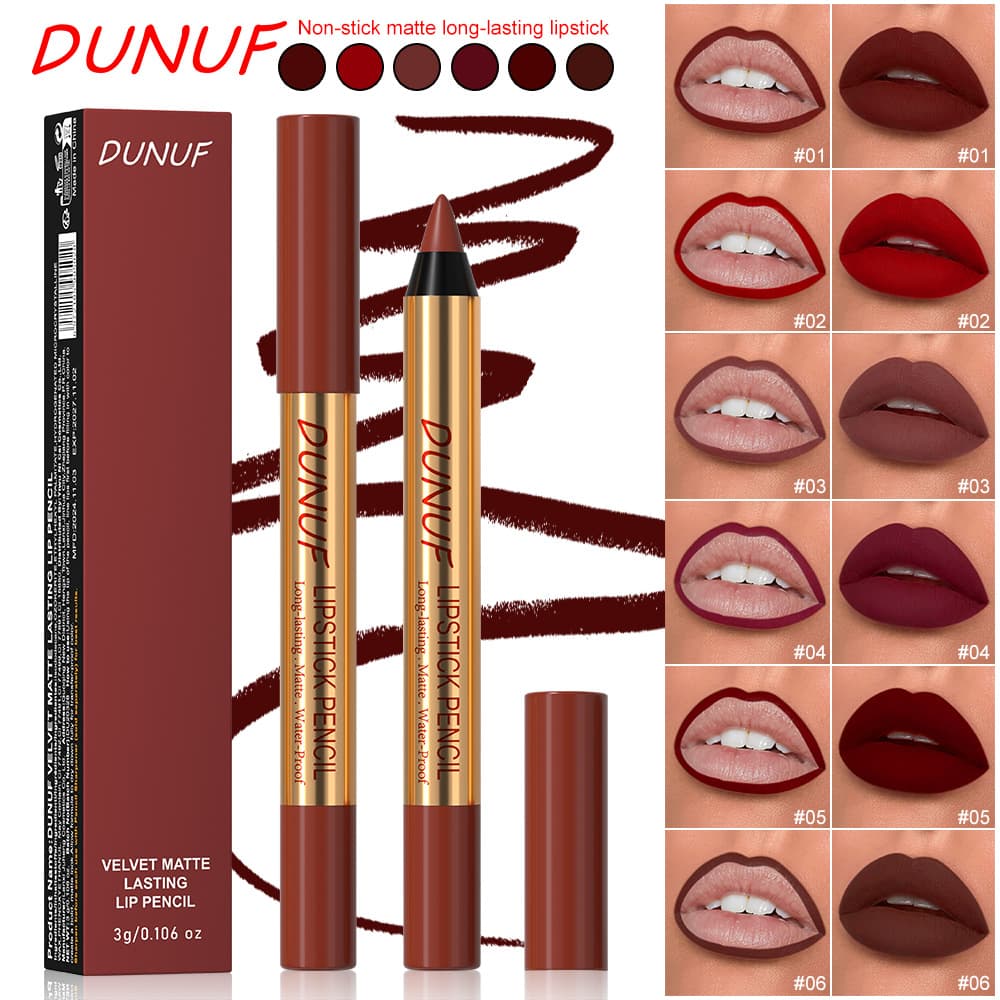 Dunuf 6-Color Easy-To-Apply Matte Non-Stick Long-Lasting Lipstick Pen Link to Disclaimer - Exclusively for Foreign Trade