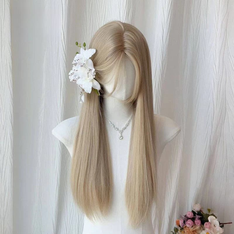Platinum Blonde Long Hair Fashionable Natural Full Wig, Fair-Skin Toning Lolita Wig for Influencers