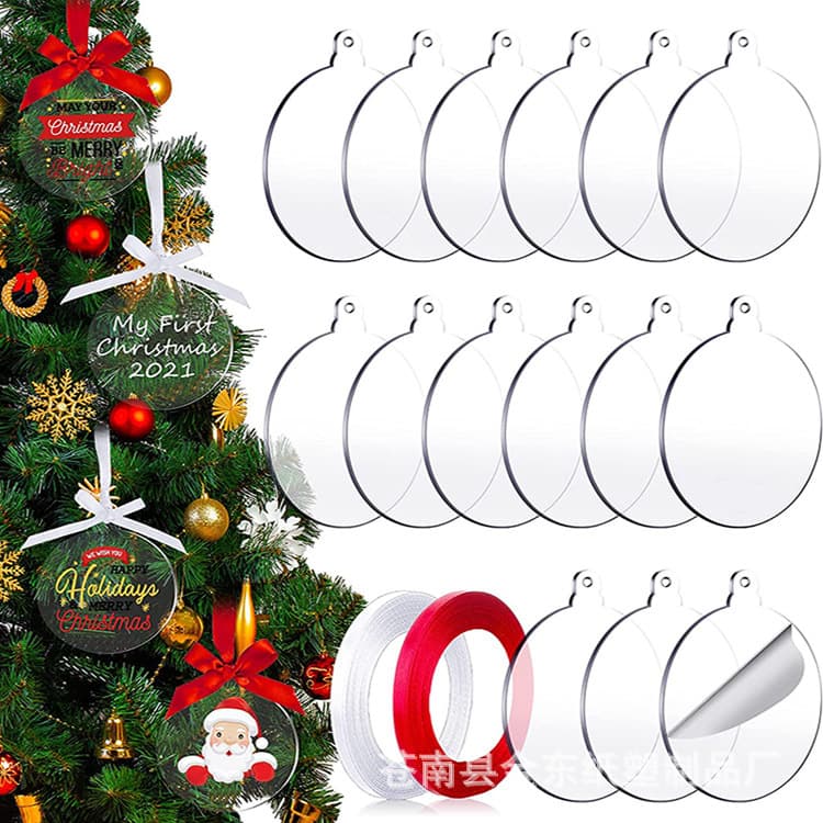 Cross-border new Christmas decoration ornaments, blank plastic acrylic round discs, PMMA transparent acrylic round boards for DIY